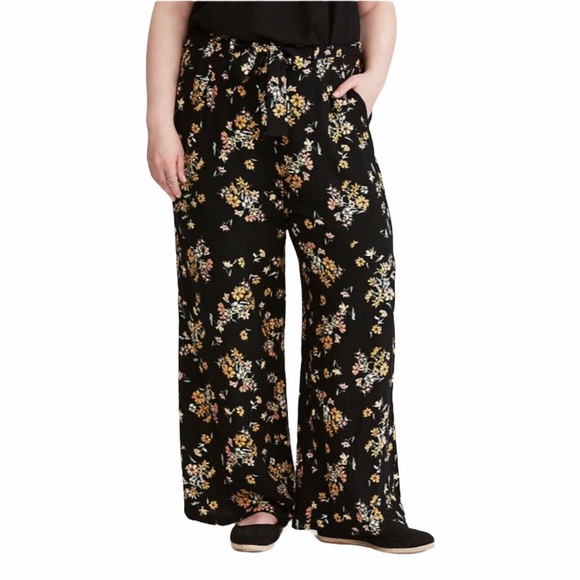 torrid Pants - Torrid FLORAL PRINT TIE FRONT WIDE LEG PANTS 3x